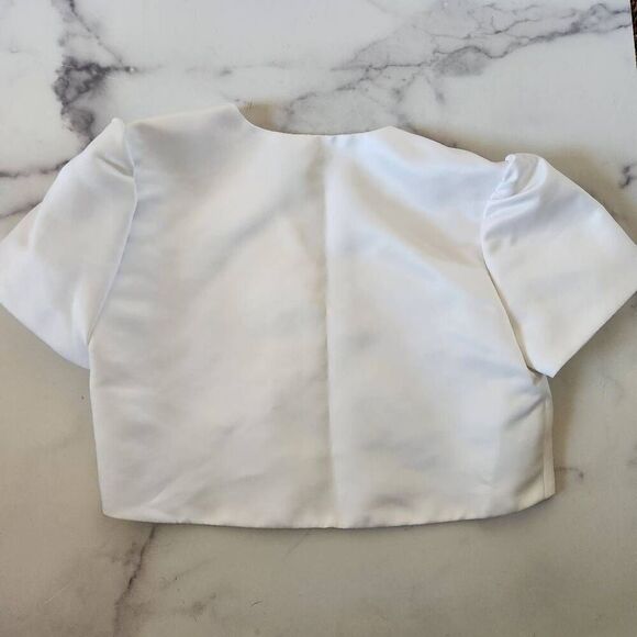 Swea Pea & Lilli girls L 10-12 white creamy formal cropped cover up short sleeve - Picture 4 of 4